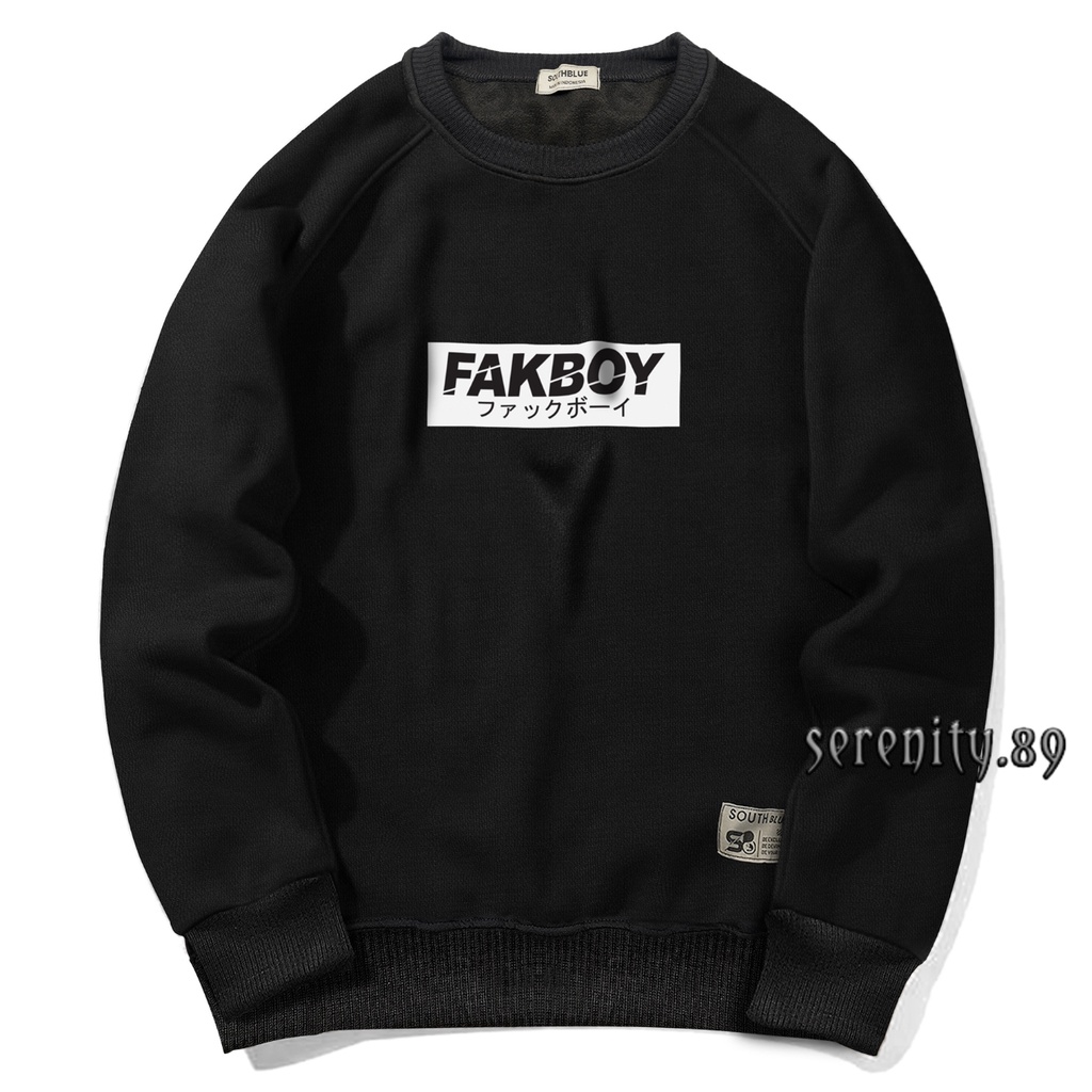 SWEATER CREWNECK OVERSIZE PRIA Jumbo M-3XL Crewneck Basic Motif FAKBOY Cardigan / Sweater Oblong Cas