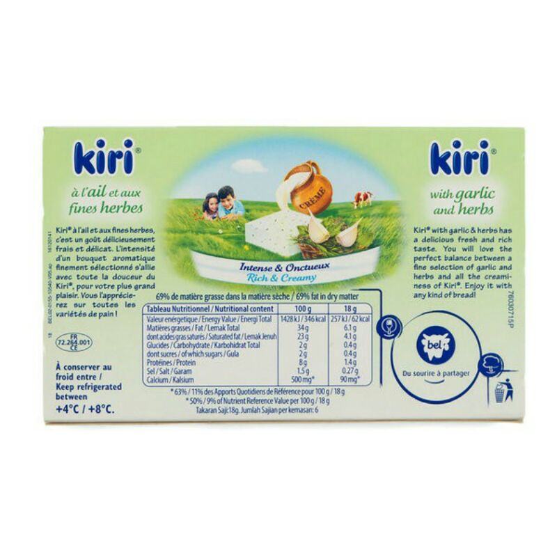 KIRI  Cheese Creamy With Garlic &amp; Herb 108g | Keju Oles