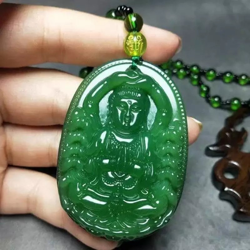 Kalung Lionting Dewi Tangan Seribu Giok Hijau jade