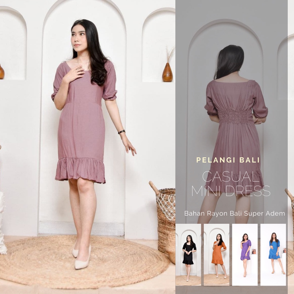 Mini Dress Model Casual Terkini Dress Casual Polos Katun Rayon