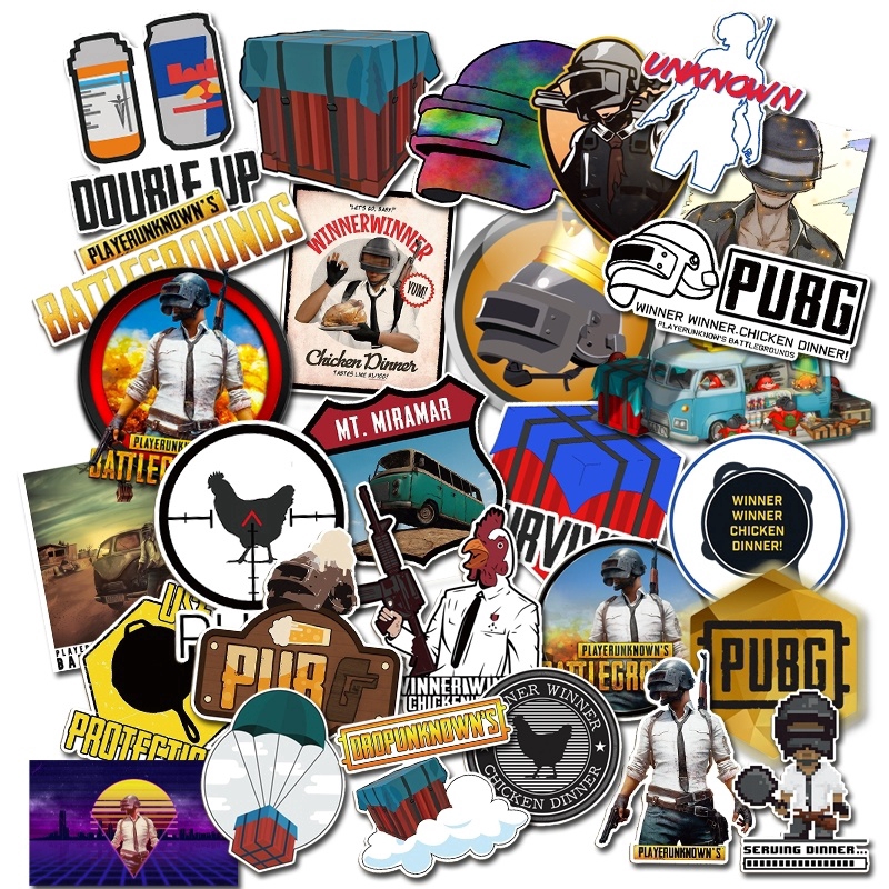 29 lembar campuran stiker lucu stiker komputer PUBG poster ...