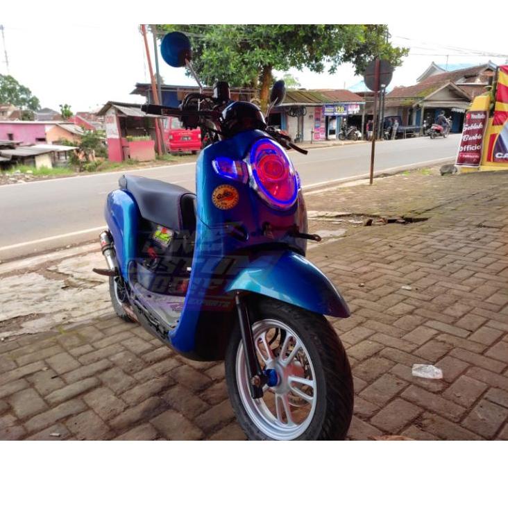 Hot Sell.. LAMPU ALIS DRL SCOOPY BONUS LED DEVIL EYES LAMPU SENJA SEIN VARIASI LAMPU DEPAN SCOOPY LA