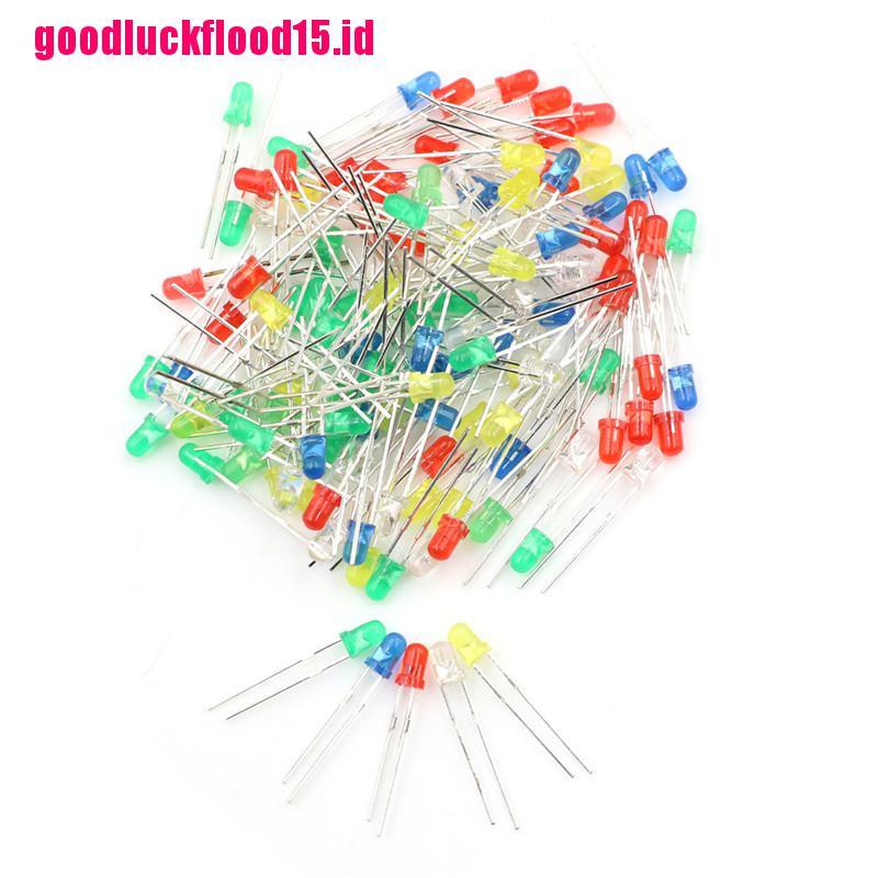 {LUCKID}100Pcs/Set 3mm LED Light Emitting Diodes Red Green White Blue Yellow 20mA 2Pin