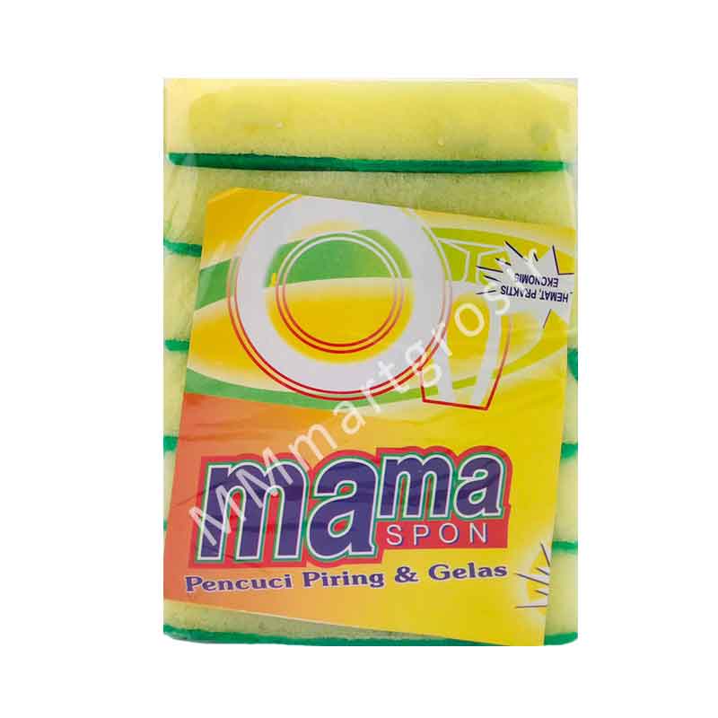 Mama Spons / Spons Cuci Piring / Spons Busa 2 Sisi / Isi 6pcs