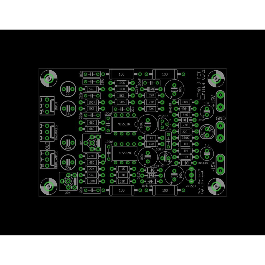 PCB limiter INBAL OUTBAL J-FET