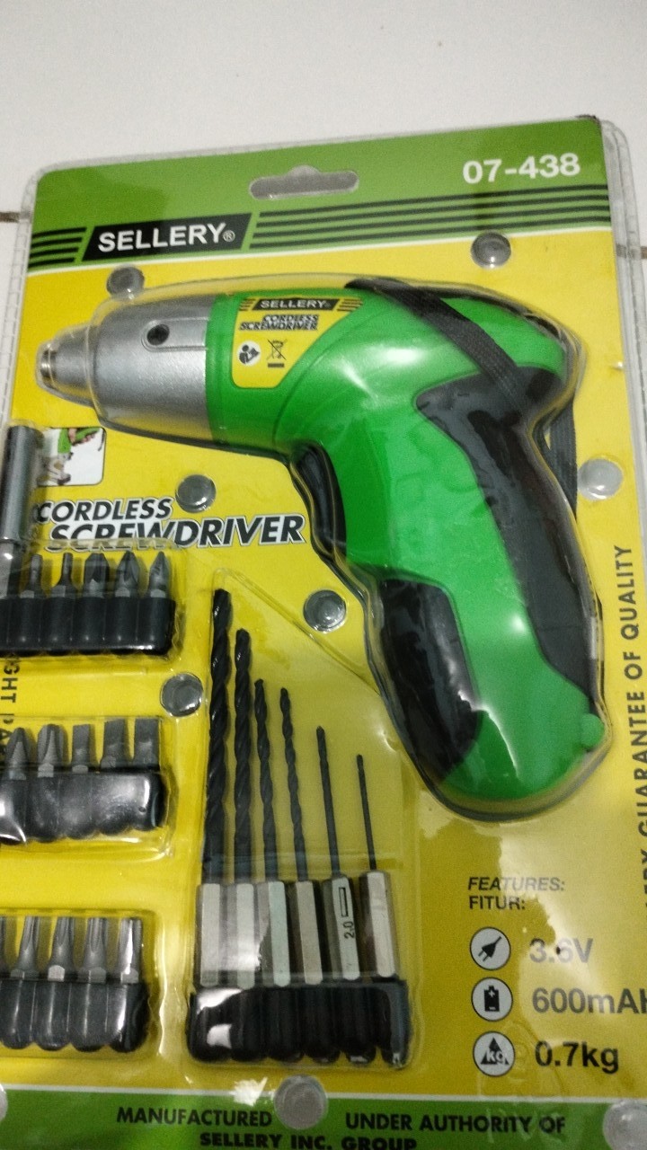 Mesin Bor Cordless Sellery Batre Baterai 07-438 Mesin Bor Sekrup