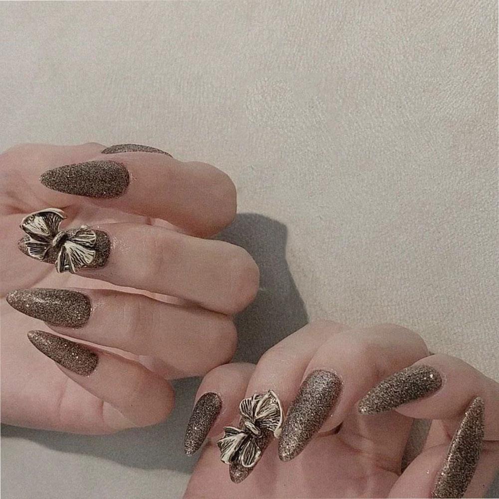 Mxbeauty 3D Ikatan Simpul Nail Art Perhiasan Gaya Jepang Pesona Retro DIY Nail Art Jewelry