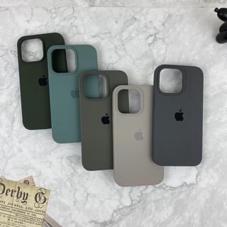 Soft Case Silikon Warna Hitam Olive Untuk iPhone 11 12 13 Pro X XS Max XR 7 8 Plus