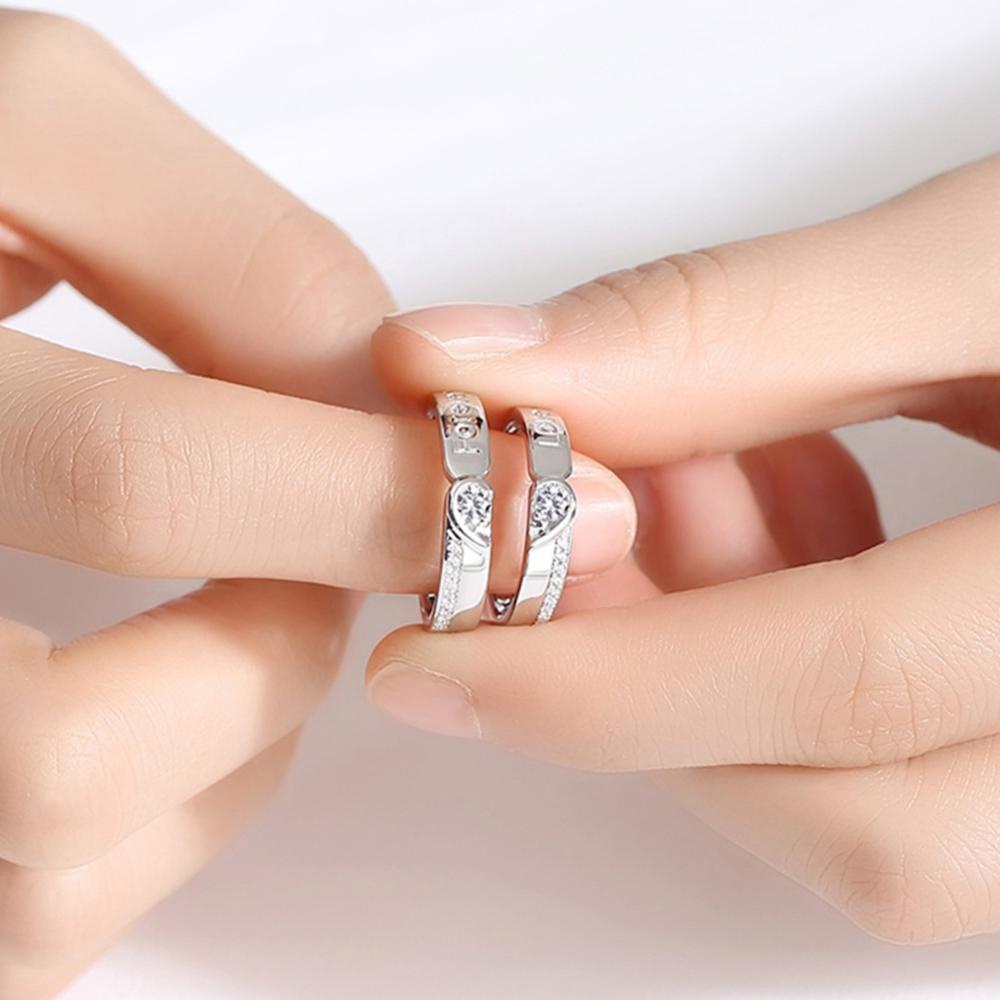 Timekey Cincin Pasangan / Pria / Wanita Desain Hati Simple Unik Untuk Hadiah Valentine A1K7