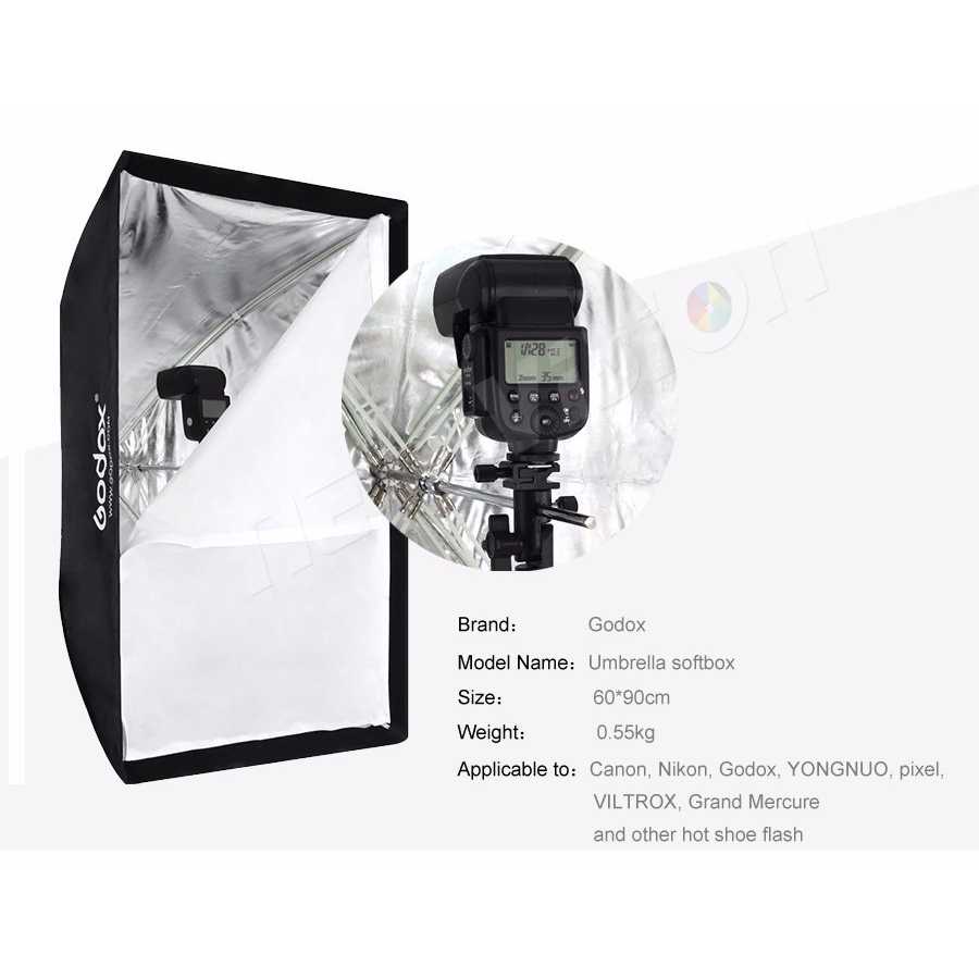 (BISA COD) RVOSTR Godox Payung Softbox Reflektor 60x90cm untuk Flash Speedlight