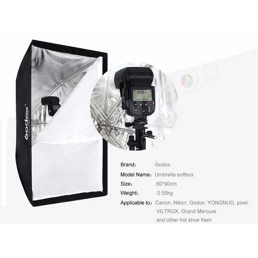 (BISA COD) FTIHSHPGodox Payung Softbox Reflektor 60x90cm untuk Flash Speedlight