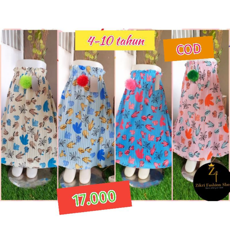 Rok plisket anak perempuan motif / Rok rempel motif/ Rok muslim cantik / Rok plisket anak