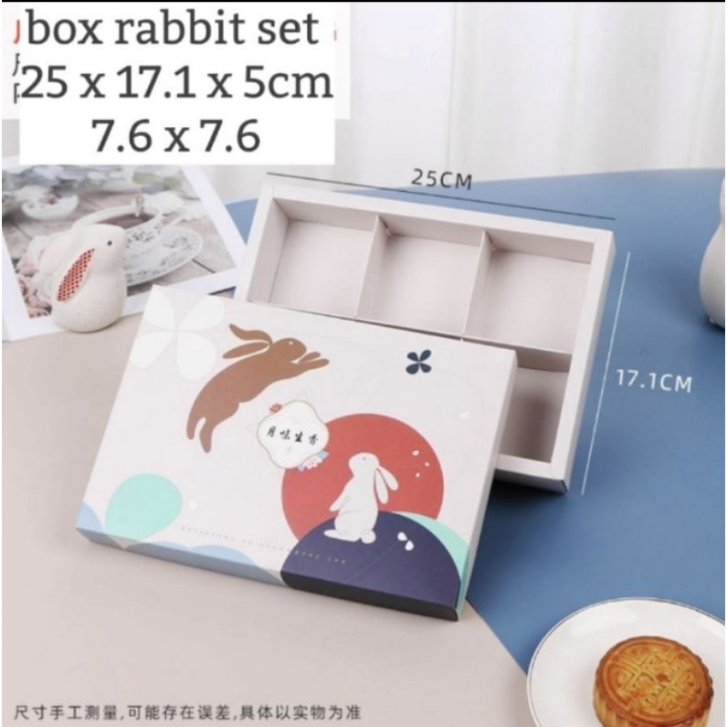 CNY Paper Bag Box Rabbit Set (sekat 6) / Kotak Kue Imlek Kelinci + Paper Bag