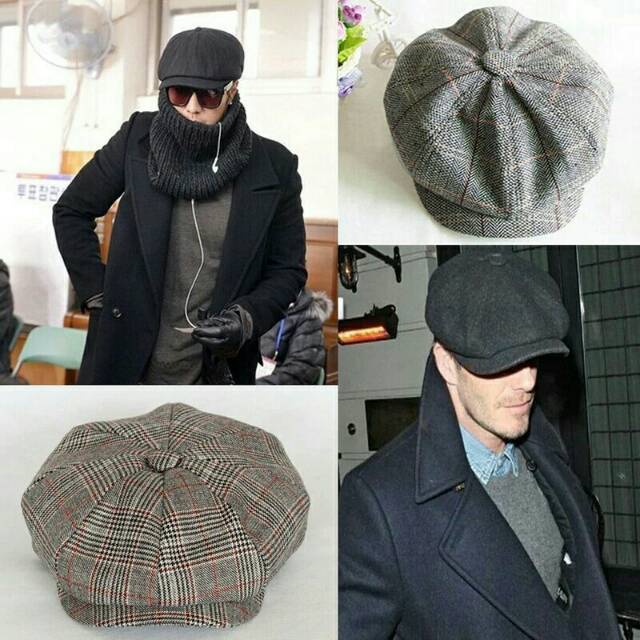 Topi Newsboy Cap Gatsby Octagonal Woll Hat