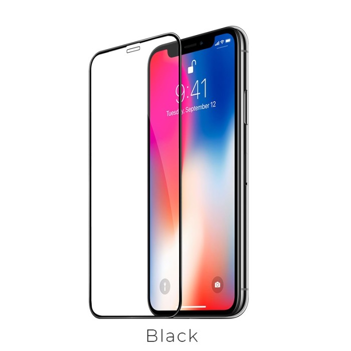 IPHONE X/XS/XR/XS MAX TEMPERED GLASS FULL LAYAR GLUE LIST HITAM - X/XS