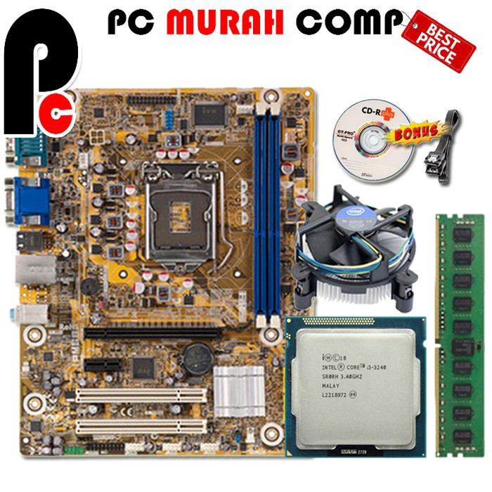 Mainboard 1155 H61 Pegatron Dengan Processor i3 3240 RAM 4GB