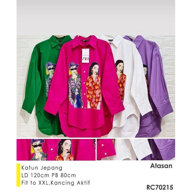 atasan kemeja katun Zara bahan katun import ld 120