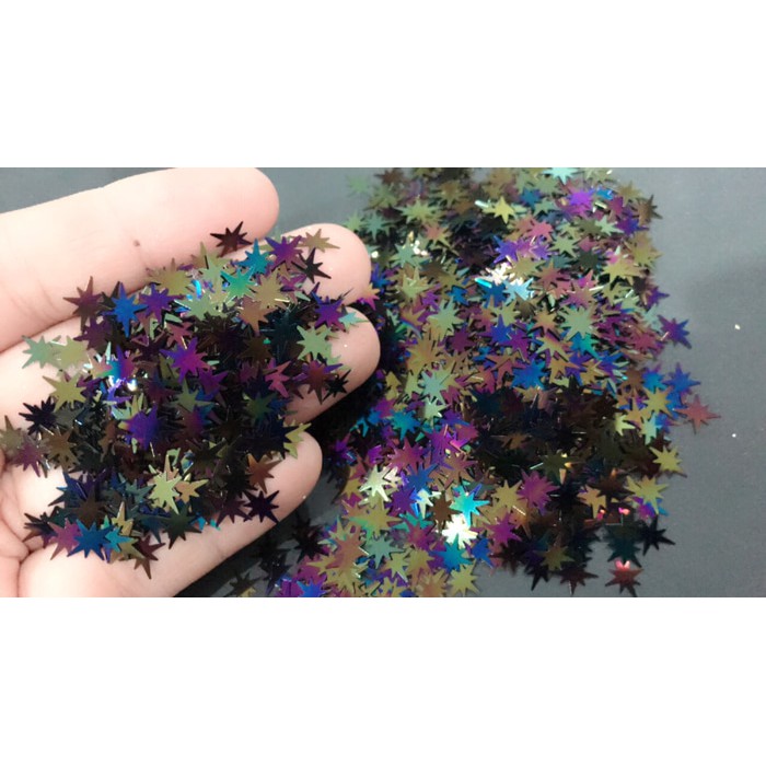 glitter bintang hexagon star bintang delapan titik nail art glitter