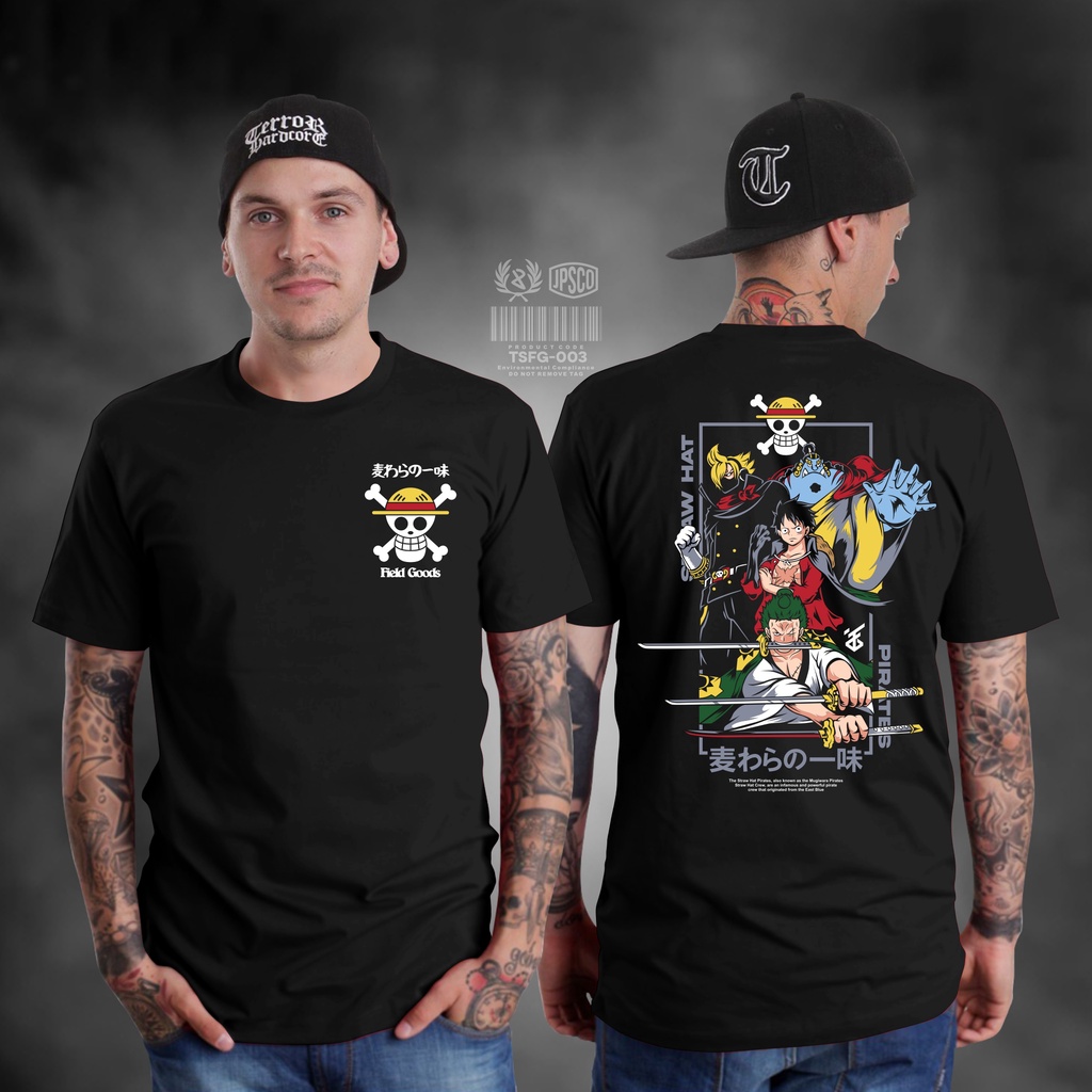 Baju Atasan Kaos Distro Anime Pria Lengan Pendek Terbaru Keren 2022 One Piece Monkey D.Luffy