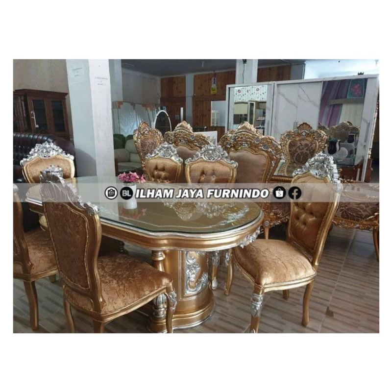 TERLARIS!!! MEJA MAKAN GANESHA GENDONG JATI JEPARA GOLD