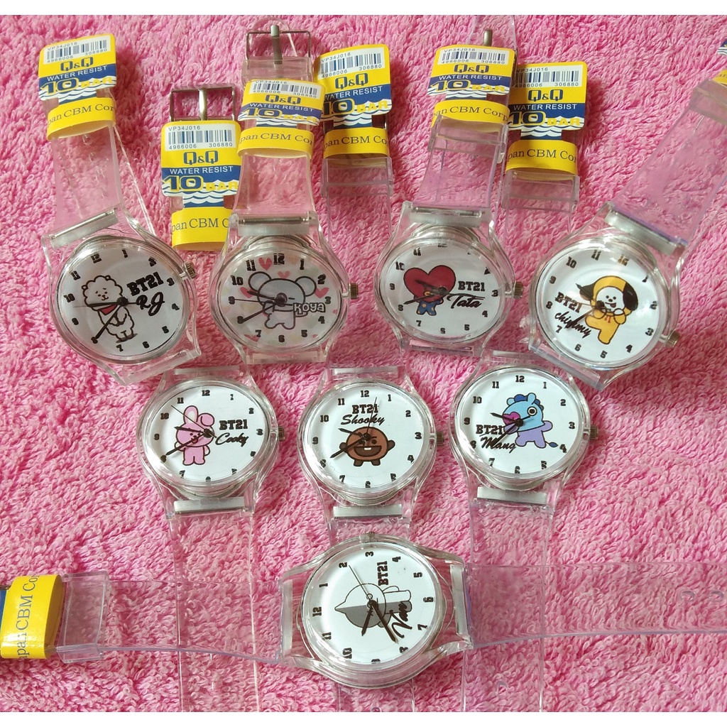 jam tangan anak  bts transfaran bt21 chimmy cooky koya tata mang van shoky rj termurah