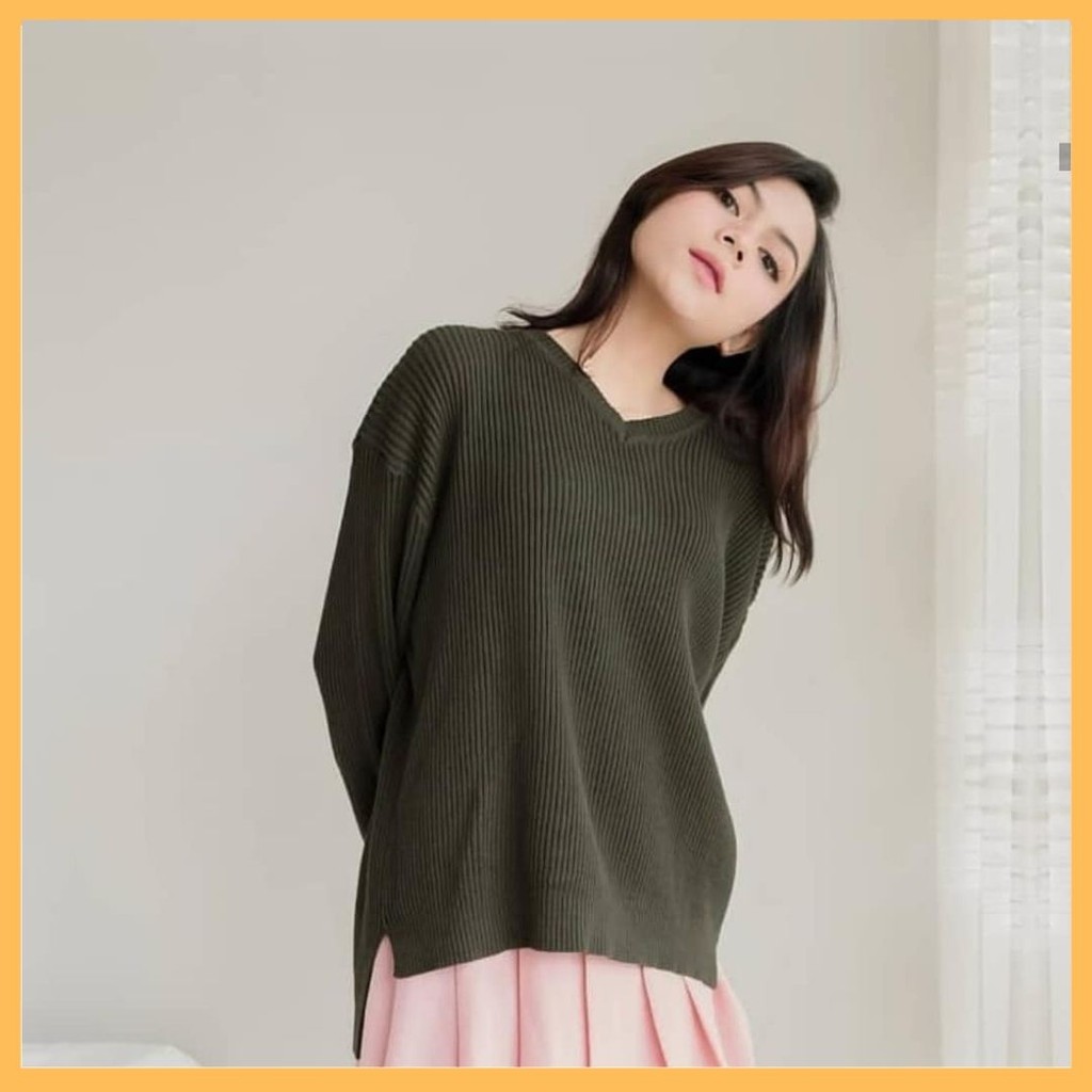 BISA COD !!  BOXY V-NECK VIONA PREMIUM / SWEATER RAJUT WANITA / SWEATER VNECK / BAJU RAJUT /   ATASAN RAJUT WANITA KEKINIAN