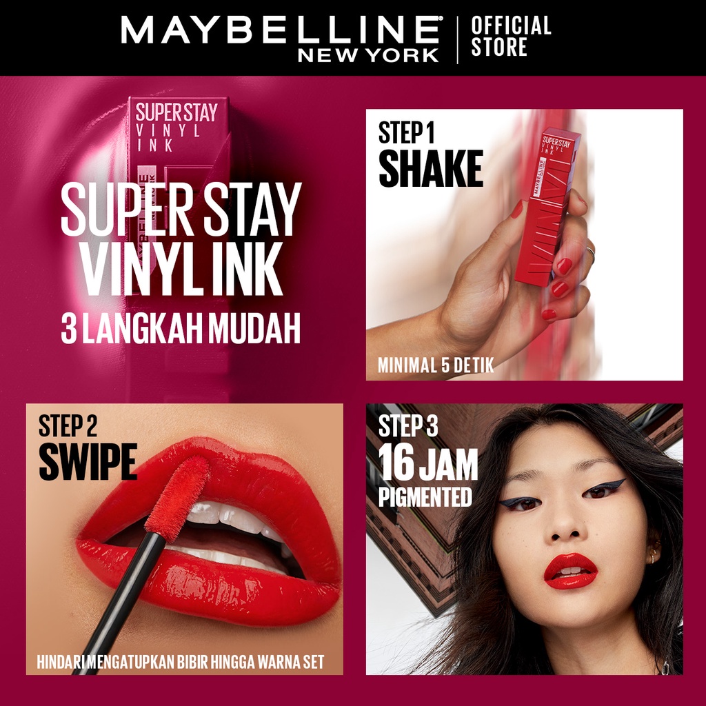 Maybelline Superstay Vinyl Ink 4.2ml - Liquid Lipstik Lipstick Make Up Lipcream Viral Ready Stock-2