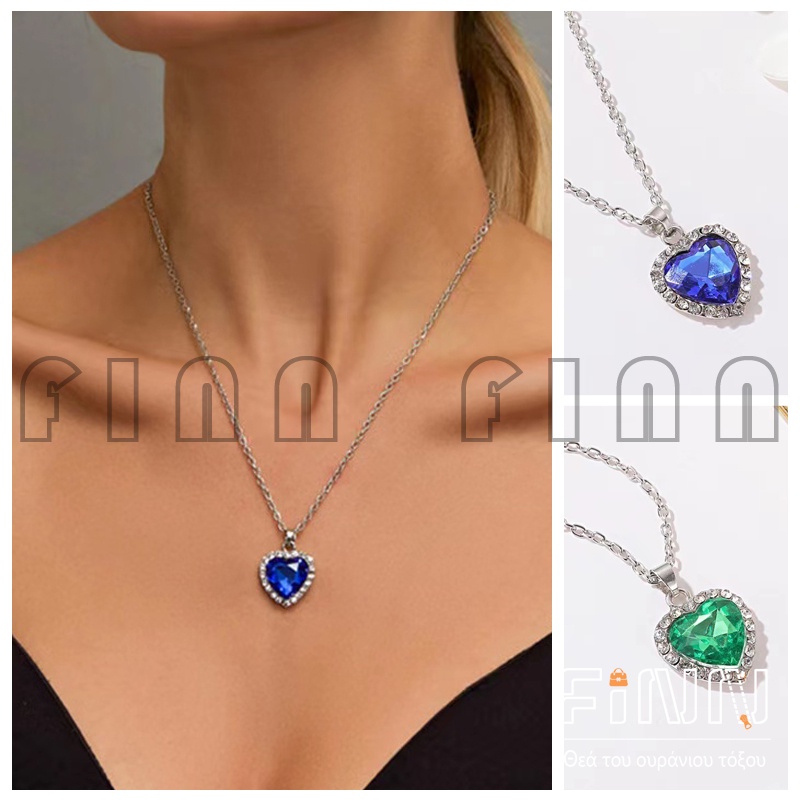 Kalung Love Liontin Kristal Untuk Wanita Elegan Korean Aksesoris Fashion