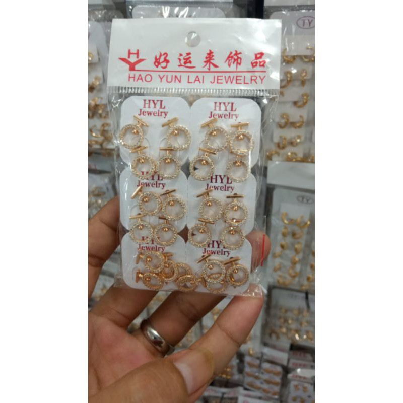 giwang anting tusuk model bulat harga per 1 pasang gold 18k