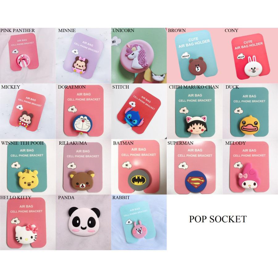 ☛TK☚ R112 POPSOCKET 3D KARAKTER MOTIF AKSESORIS HP HOLDER IMPORT MURAH