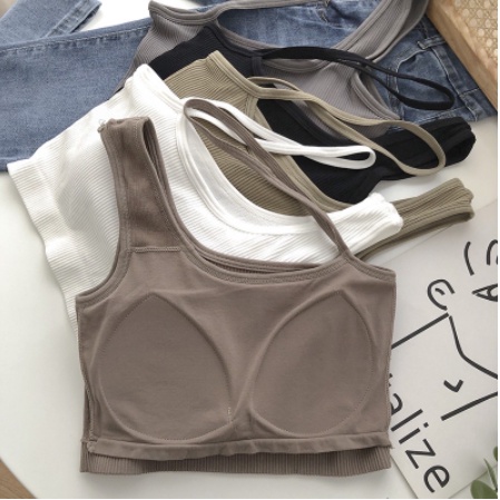 LDS Bra 853 tanktop crop top tali samping Korean Cross Tank Top Stylish Wanita Toga Padded Tanktop Crop Tanktop Bra With Cup Tanpa Kawat Import