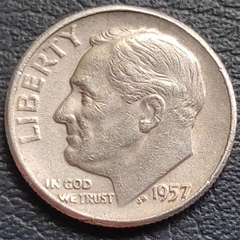 Koin Perak Kuno 1 Dime Liberty Amerika Tahun 1957 Silver Coin