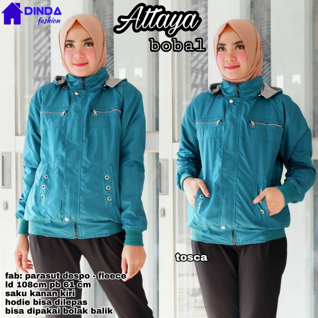 jaket wanita bolak balik attaya bobal parasut premium