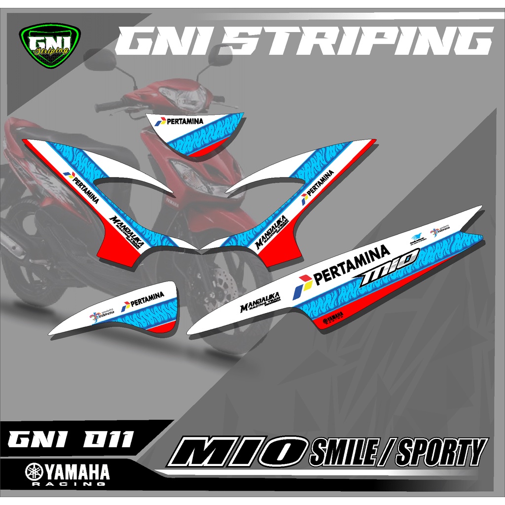 [TERMURAH] Sticker Striping Semi Full Mio 110 Smile/Sporty Pertamina Mandalika Racing Team Design 11