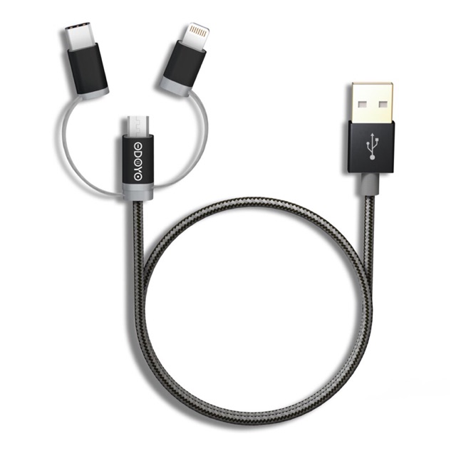 Odoyo 3in1 cable Lightning - Micro usb - Usb C