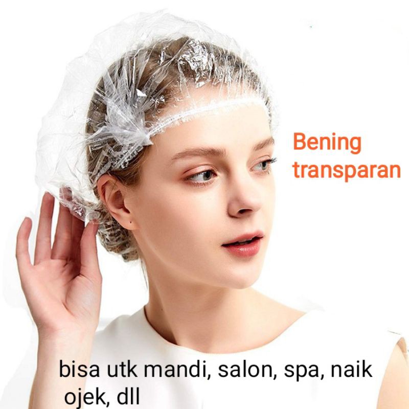 Shower cap untuk mandi, hotel, salon, SPA, naik ojek / penutup kepala untuk mandi Topi Mandi