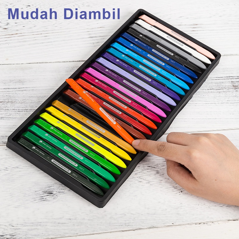 Deli Crayon 24 Warna Crayon Set Krayon Set Crayon Anak Warna Cerah Bentuk Segitiga Krayon Oil Pastel