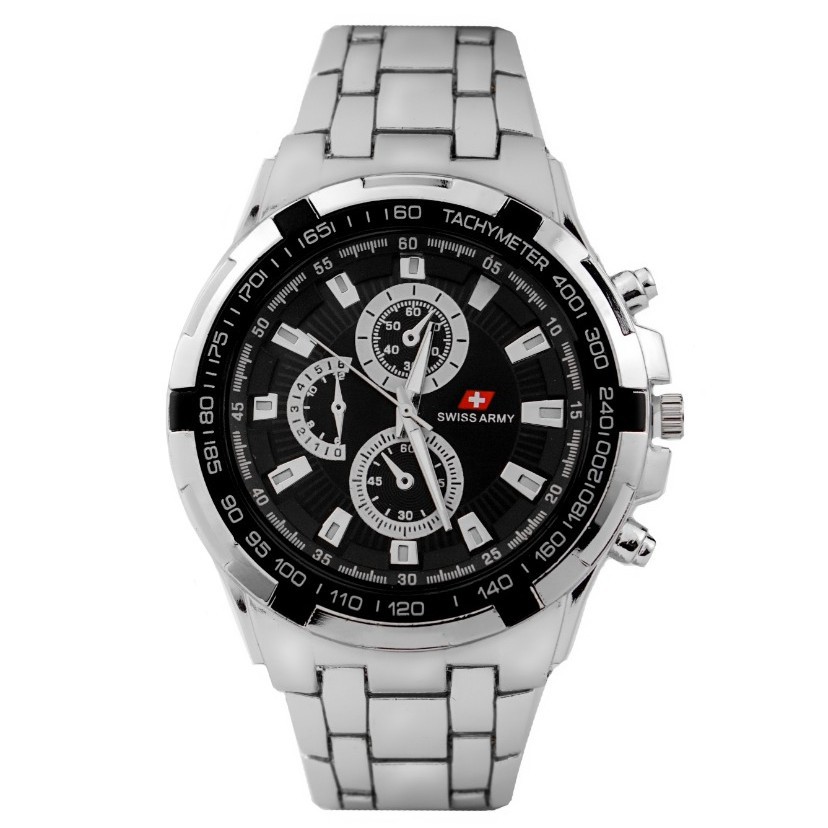 PA JAM TANGAN PRIA CHRONO STRAP RANTAI STAINLESS STELL QUARTZ MEN SPORT IMPORT