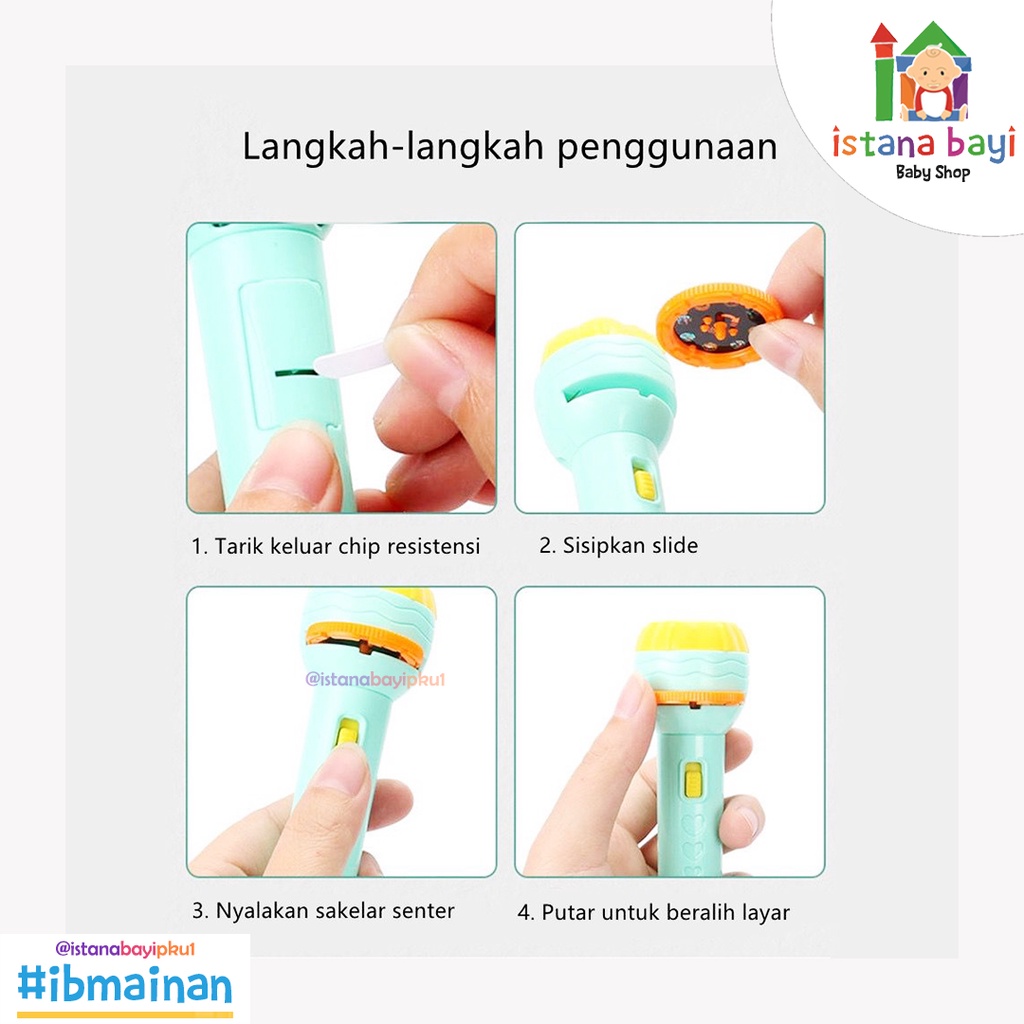 Mainan anak 2 in 1 Projection and Flash light/Senter Mainan