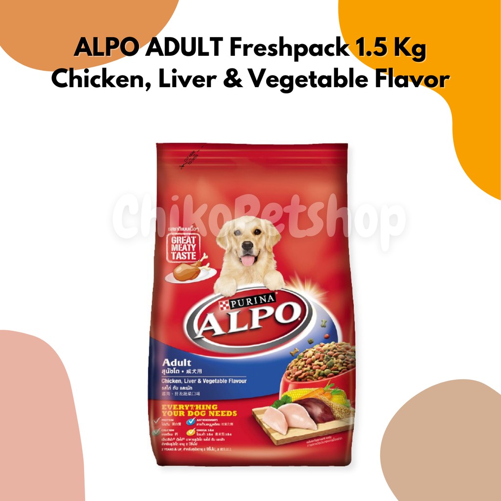 ALPO ADULT CHICKEN LIVER + VEGETABLES Makanan Anjing Dewasa Freshpack 1.5KG