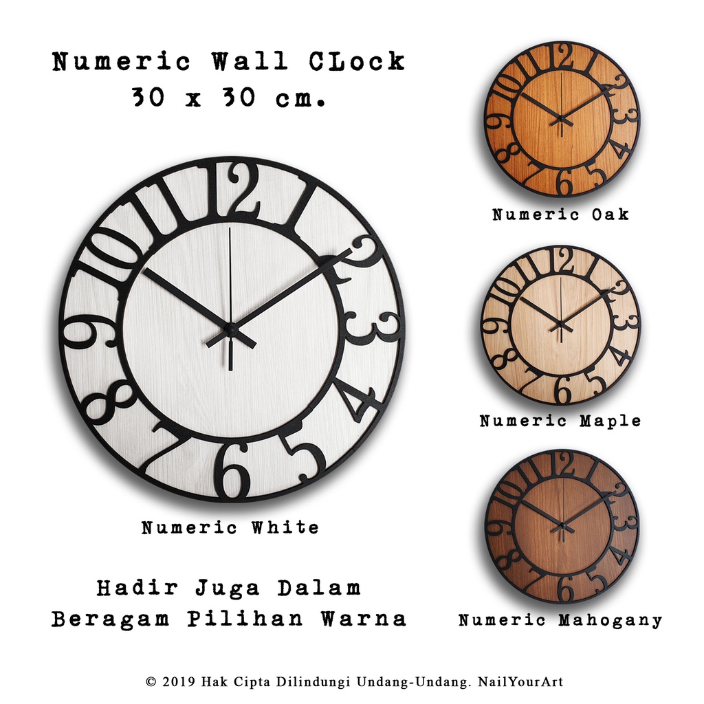 Jam Dinding Numeric Wall Clock Mesin Sweep Movement