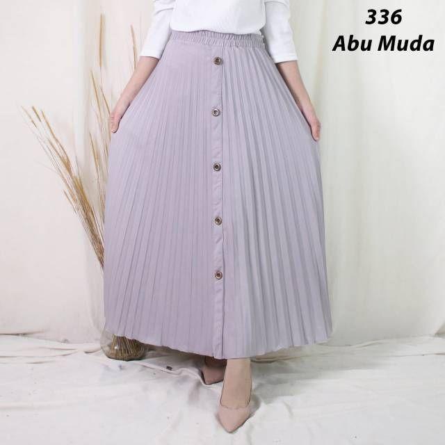 ROK PLISKET MOTIF KANCING EXCLUSIVE  PLEATED SKIRT MOTIF KANCING BAHAN PREMIUM KOSHIBO CREPE KOREAN CREPE TEBAL