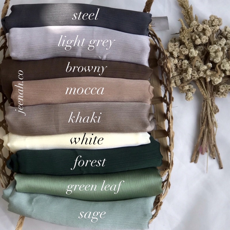 Pashmina Premium Satin Silk Malaysia Textured Crinkle (JAHIT TEPI KECIL SUPER RAPI)-2