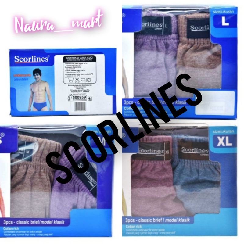SCORLINES UNDERPANTS CELANA DALAM PRIA CLASIC M,L,XL 3S