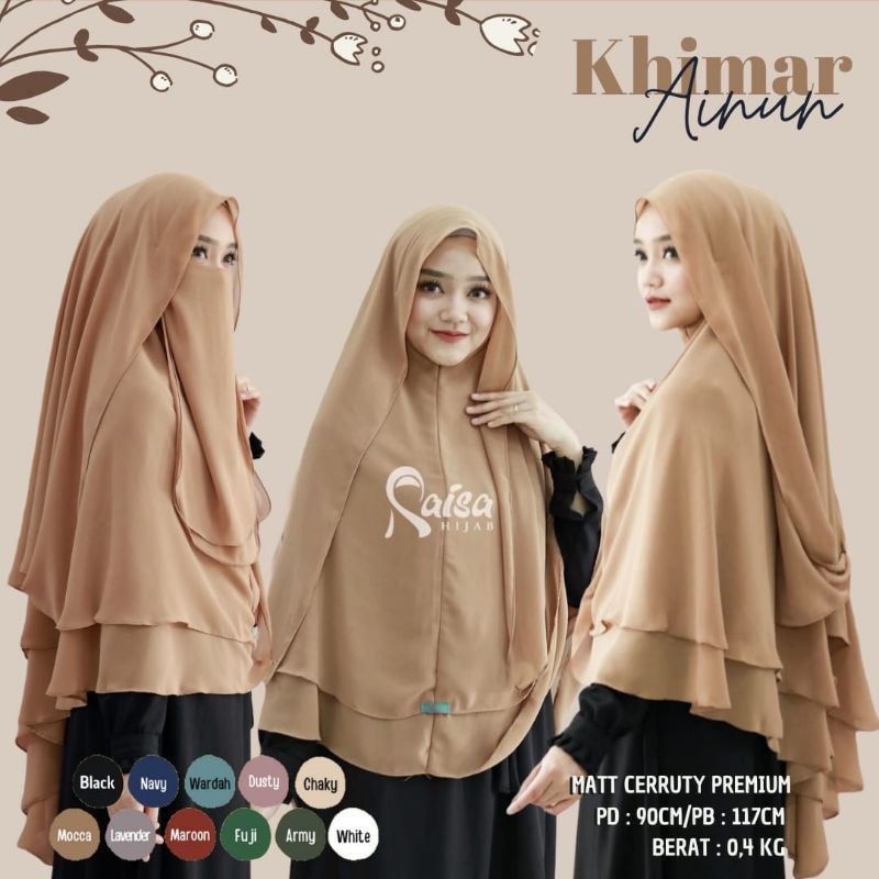 AINUN KHIMAR CERUTY BABYDOLL PREMIUM ORIGINAL RAISA HIJAB /KHIMAR AINUN SET NIQOB/KHIMAR SYAR'I CERU