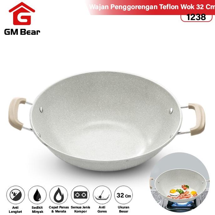 Gm Bear Wajan Penggorengan Teflon 32Cm 1238- Wok Pan . , ..
