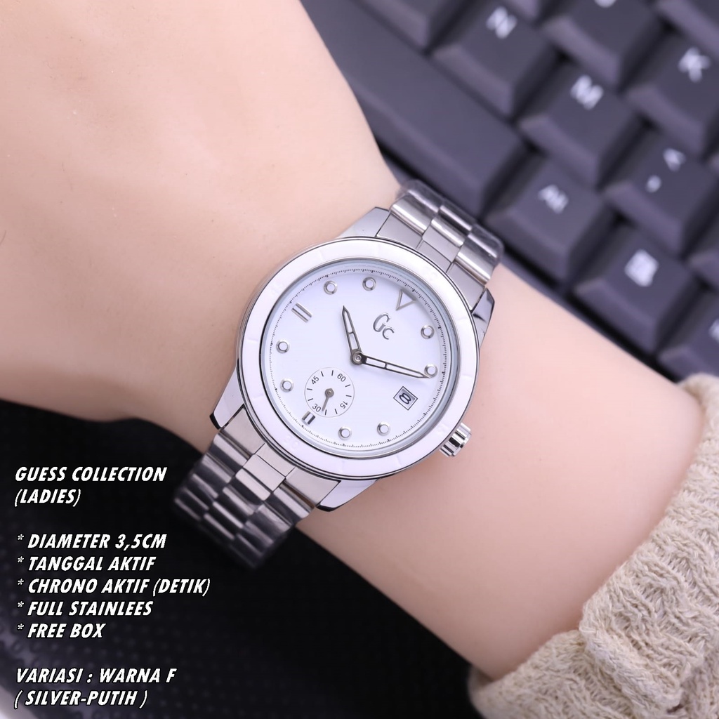 JAM TANGAN WANITA GC RANTAI BODY BULAT TANGGAL &amp; CHRONO AKTIF