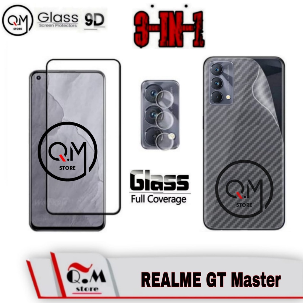 Paket 3 in1 Tempered Glass Layar REALME 9 PRO PLUS /REALME GT Master / REALME 8i Anti Gores Layar Screen Guar Lensa Camera