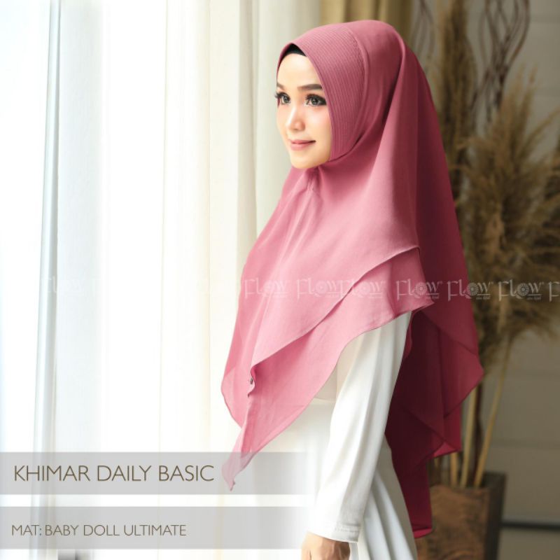 khimar daily basic ori flow-Pink cerah