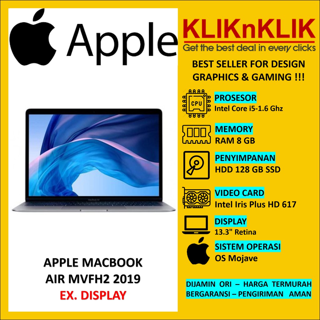 LAPTOP APPLE MACBOOK AIR MVFH2 SPACE GRAY 2019 - EX. DISPLAY